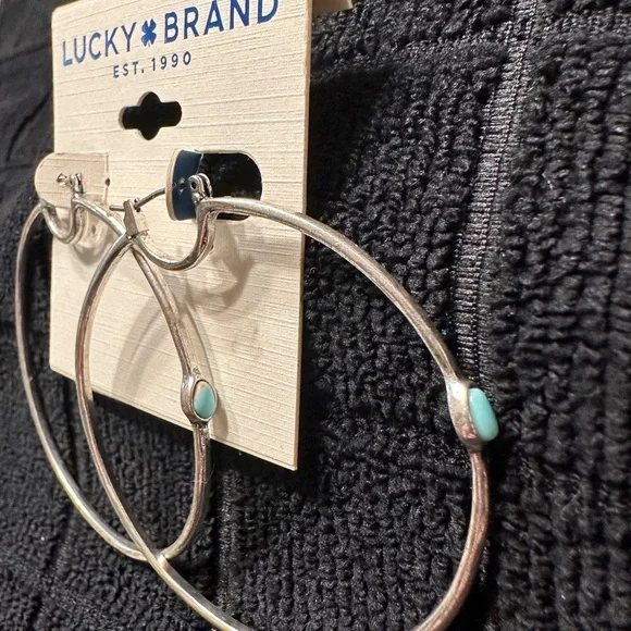 NWT: Lucky Brand Silver Earrings w/ Turquoise - Picture 1 of 4